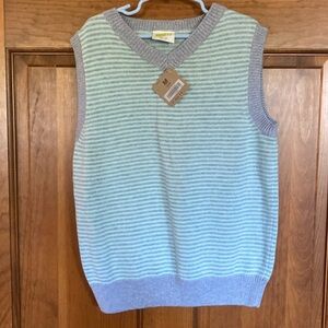 NWT Crazy 8 sweater vest, mint & gray striped. Size 7-8, Med